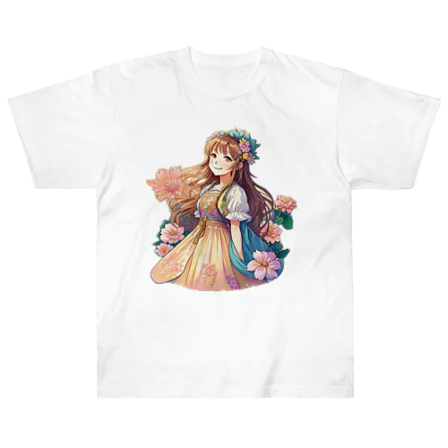 花の少女 ヘビーウェイトTシャツ