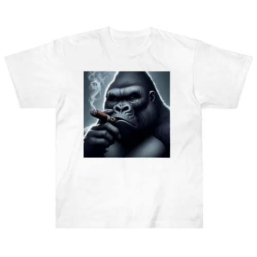 葉巻を吸うゴリライラストグッズ ヘビーウェイトTシャツ