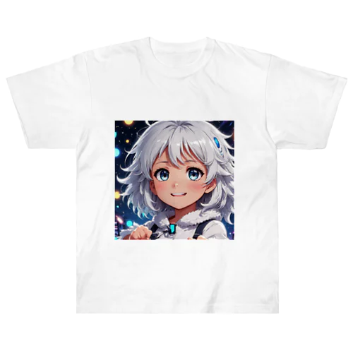 もふもふの美少女 ヘビーウェイトTシャツ