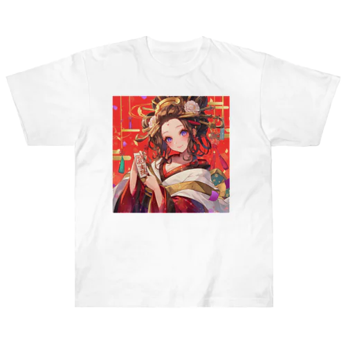 祝福の節句に舞う、紅梅の姫 Heavyweight T-Shirt