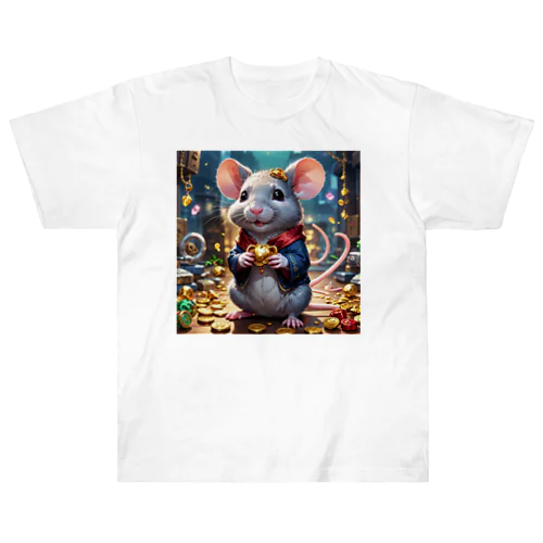 かわいいネズミが、キュートなしっぽをふりふり♪ Heavyweight T-Shirt