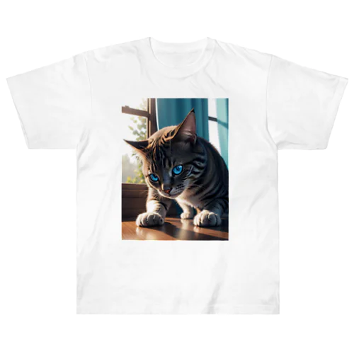蒼い瞳の猫ちゃん2 Heavyweight T-Shirt