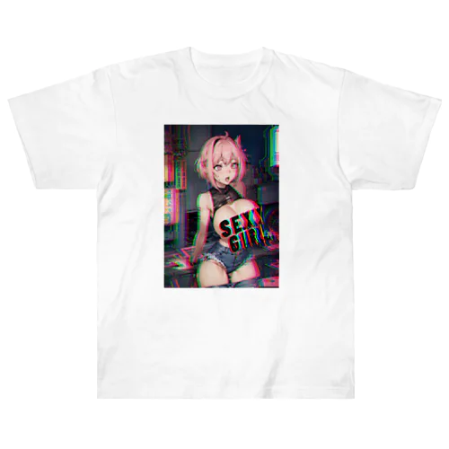 サイバーピンクセクシーガール Heavyweight T-Shirt