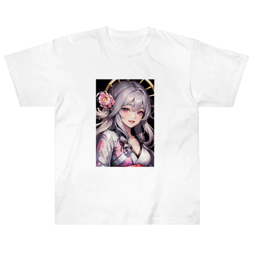 微笑む美少女 ヘビーウェイトTシャツ