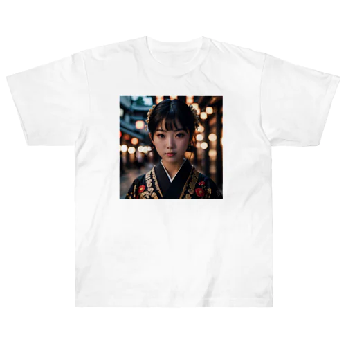 着物の少女 ヘビーウェイトTシャツ