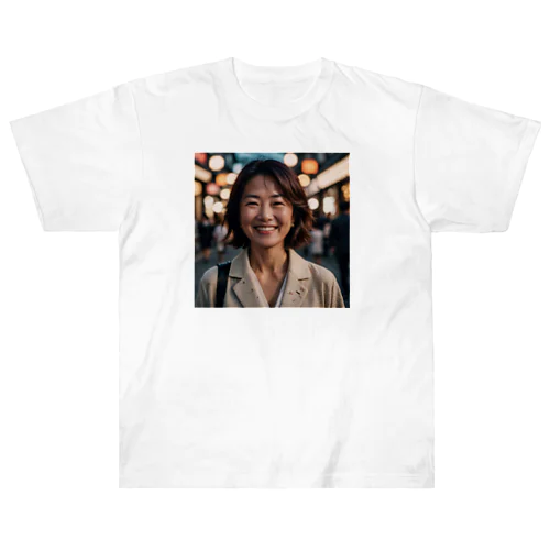 笑顔の熟女 ヘビーウェイトTシャツ