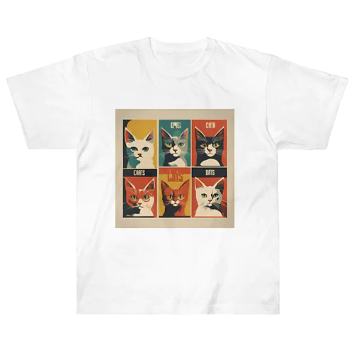 6匹の猫 Heavyweight T-Shirt
