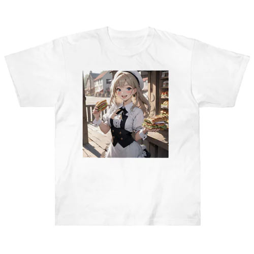 パン屋の少女（AIイラスト） ヘビーウェイトTシャツ