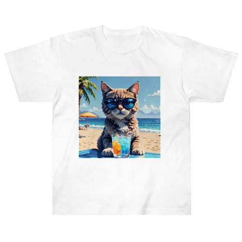 イケ猫と過ごす夏 ヘビーウェイトTシャツ