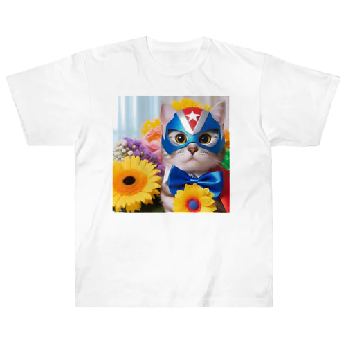 ネコ仮面ニャンダーの「FLOWERS FOR YOU.」 Heavyweight T-Shirt