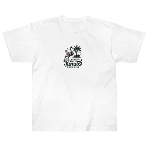 フラミンゴとパームツリー  Heavyweight T-Shirt