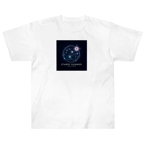 夏の星座 - 夜空を背景に夏の星座をデザインする。 Heavyweight T-Shirt