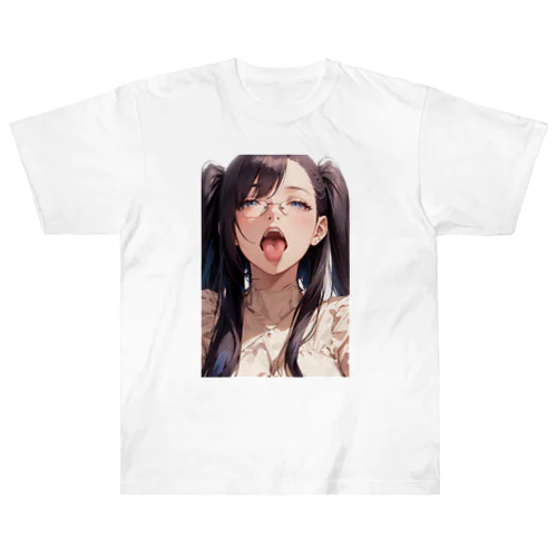 黒髪美少女　美鈴ちゃんメガネ Heavyweight T-Shirt