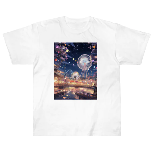 夜の遊園地で夢を見る　なでしこ1478 Heavyweight T-Shirt