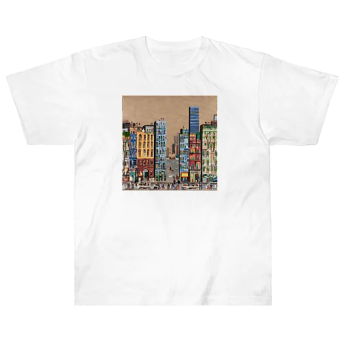 油絵　知らない都市の風景　ノスタルジー Heavyweight T-Shirt