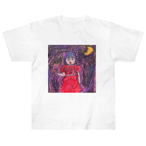 赤いドレスの少女 Heavyweight T-Shirt