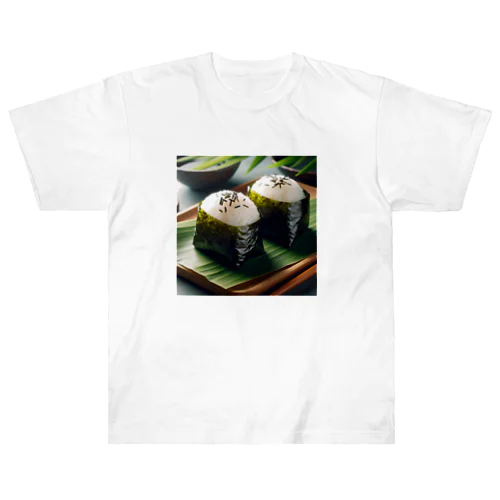 日本の風景:お母さんの味''おにぎり" "おむすび''、Japanese scenery: Mom's taste rice balls "Onigri" "Omusubi" ヘビーウェイトTシャツ