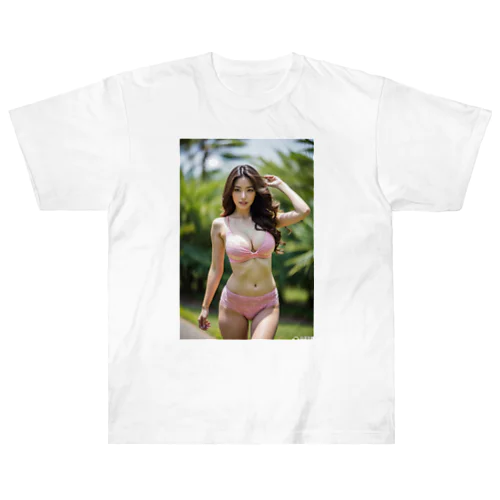 「海辺の恋模様: AI美女のビーチウェア・ファンタジー」vol248 Heavyweight T-Shirt