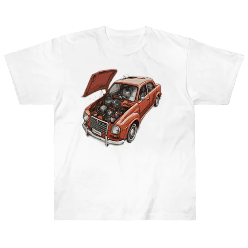 スポーティな赤い車がセンターに駐車。 Heavyweight T-Shirt