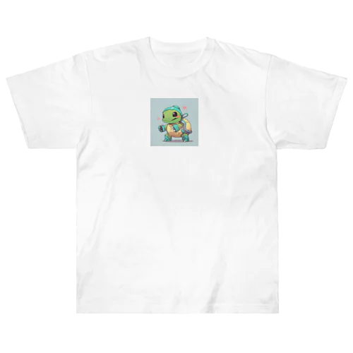 おもちゃのロボットとかわいいカメ ヘビーウェイトTシャツ