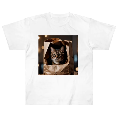 キジトラ猫が紙袋にぴったり♡　 ヘビーウェイトTシャツ