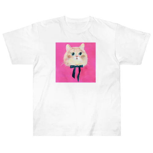 ピンク猫の Heavyweight T-Shirt