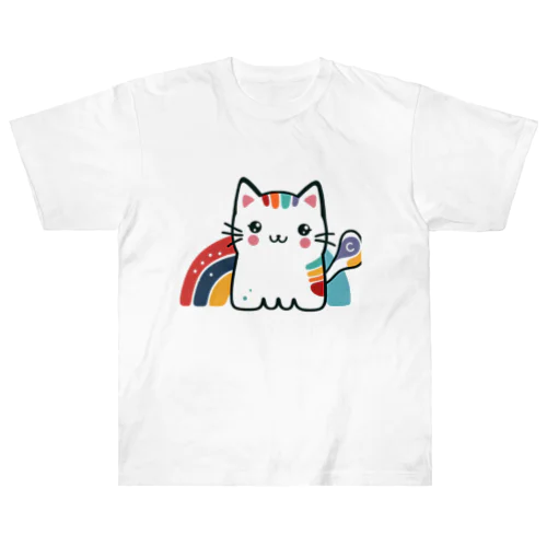 虹のねこ Heavyweight T-Shirt