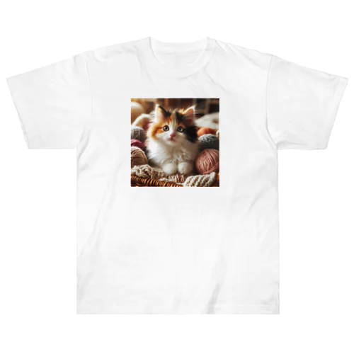 かわいい三毛猫 Heavyweight T-Shirt