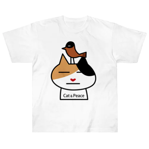 cat & peace「平穏無事な日々を送る猫」 ヘビーウェイトTシャツ