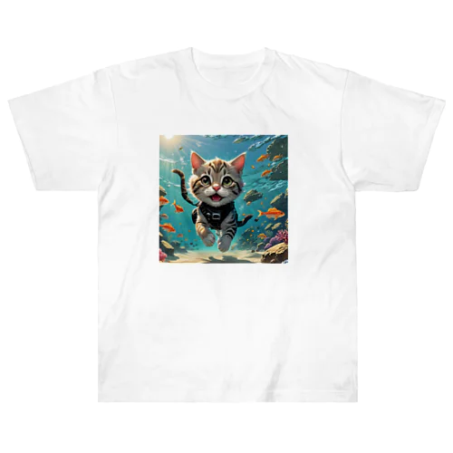 猫ダイバー ヘビーウェイトTシャツ