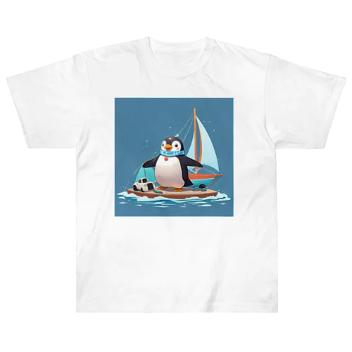 おもちゃのヨットでかわいいペンギンに出会おう Heavyweight T-Shirt