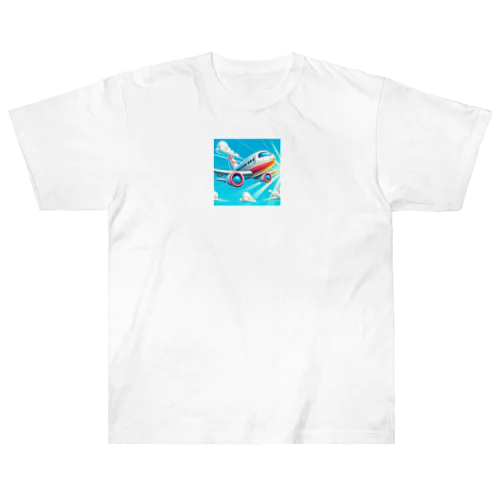 空飛ぶ飛行機のイラスト Heavyweight T-Shirt