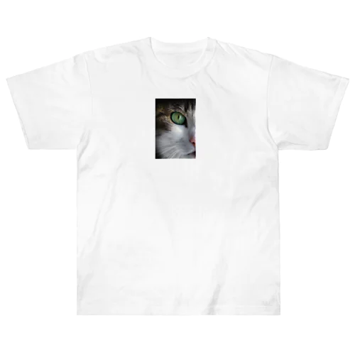 猫（片目） ヘビーウェイトTシャツ