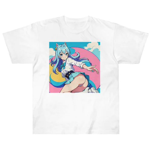 魔法ネコ少女 ヘビーウェイトTシャツ