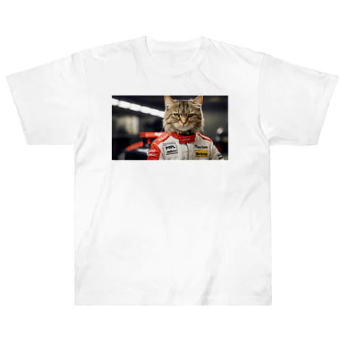 Ｆ１レーサー猫 Heavyweight T-Shirt