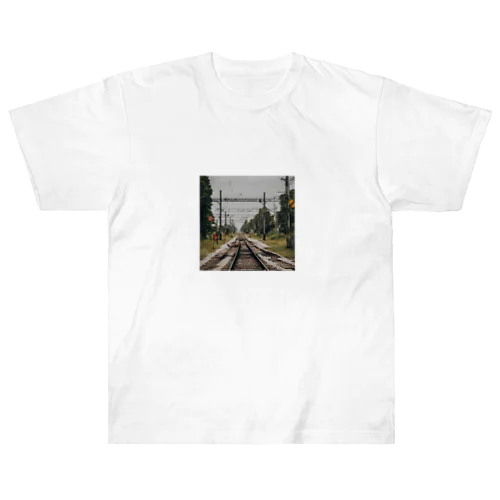 鉄道レールデザイン Heavyweight T-Shirt