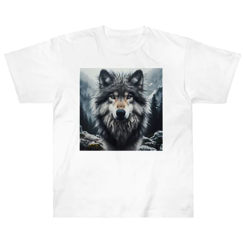 オオカミ　森の番人 ヘビーウェイトTシャツ