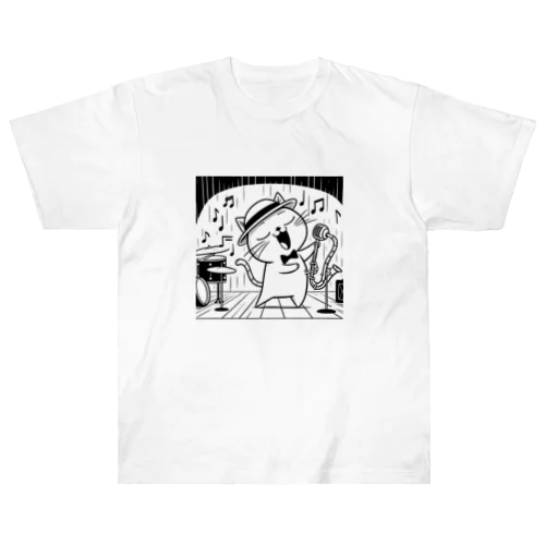 ジャズボーカルキャット Heavyweight T-Shirt