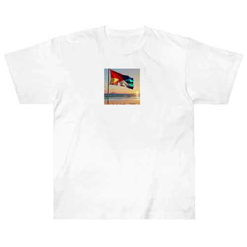 風になびくビーチフラッグ Heavyweight T-Shirt