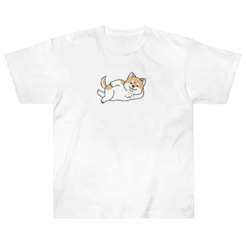 怠惰な子犬の柴犬 ヘビーウェイトTシャツ