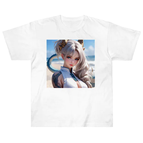 ドラゴン娘 白髪和服美女シリーズ 0004 Heavyweight T-Shirt