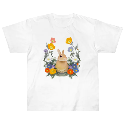 花とうさぎ Heavyweight T-Shirt