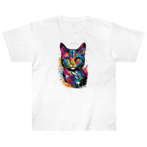 猫　デザインTシャツ　アート　グラフィック ヘビーウェイトTシャツ