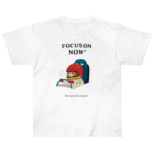 「FOCUS ON NOW_レーサーの猫」 ヘビーウェイトTシャツ