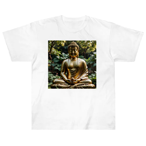 驚くべき仏像があなたを迎えます。 ヘビーウェイトTシャツ