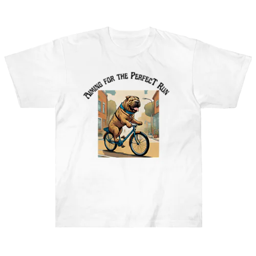 犬と自転車 ヘビーウェイトTシャツ