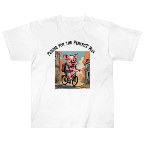 豚と自転車 ヘビーウェイトTシャツ