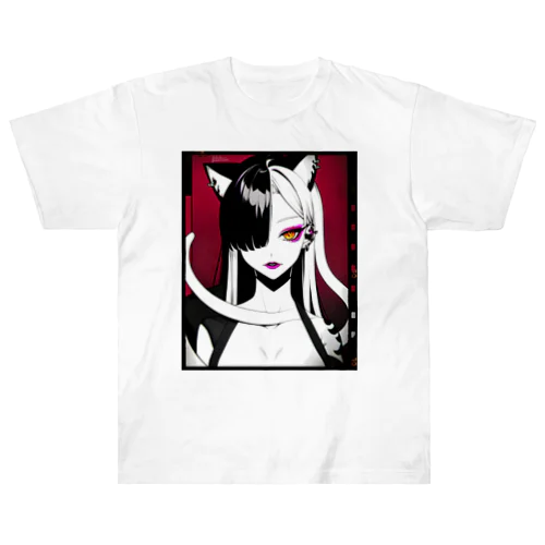 白蛇と獣耳の女性 Heavyweight T-Shirt