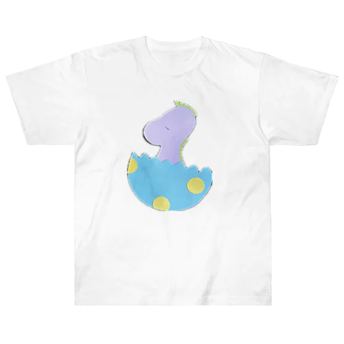 🦕🪺おねむの赤ちゃん恐竜🪺🦕 ヘビーウェイトTシャツ