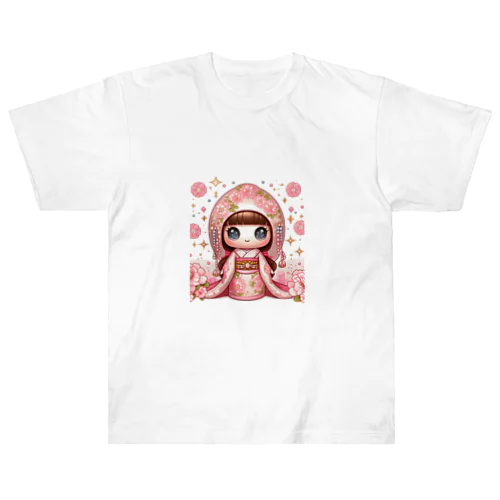 キラキラ花ミックスこけしちゃん ヘビーウェイトTシャツ